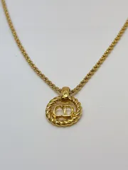 ChristianDior/クリスチャンディオール　ネックレス　ゴールド　ツイスト　CDロゴ　ヴィンテージ　アクセサリー　ジュエリー　ワンポイント　BN010