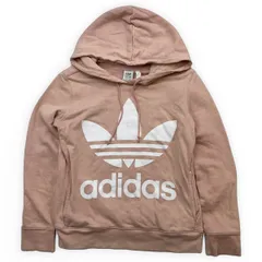 adidas ☆ アディダス ビッグ ロゴ トレフォイル ピンク スウェット プルオーバー パーカー レディース L スポーツ ストリート 人気■EE283