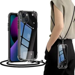 【特売】対応 iphone13 6.1インチ ケース クリア アイフォン13 携帯カバー ショルダー カバー ネック ショルダー ストラップ付き アイホン13 カバー 肩掛け 斜めかけ 縄掛けケース 透明 薄型 軽量 いphone13 TPU 携帯ケース 斜め