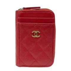 CHANEL シャネル マトラッセ タイムレスクラシック キャビアスキン カードケース コインケース ココマーク キャビアスキン レッド系 31番台