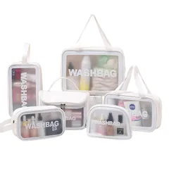 (White-6点セット) 礼物 泳ぎ 旅行用 厚い 多様なサイズ 大容量 防水 パウチ 収納袋 クリア PVC セット ポーチ - サウナバッグ 温泉バッグ コスメポーチ 化粧ポーチ メイクアップバッグ Lynlyulinger