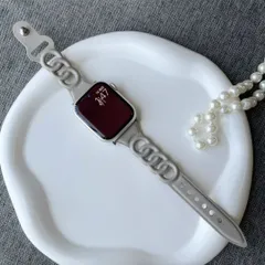 Apple watch 3 4 5 6 7 8 9 SE バンド 交換用 ベルト グレー レディース フェイクレザー リング 可愛い おしゃれ