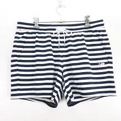 ニューバランス NEW BALANCE パンツ ボトムス ショート ハーフ ボーダー ロゴ L ネイビー×ホワイト スポーツウェア ※EKM