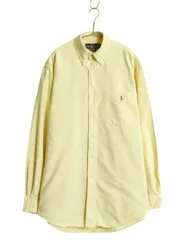 【お得なクーポン配布中!】 90s ラルフローレン 長袖 ボタンダウン シャツ メンズ M オールド ポロ 長袖シャツ オックスフォード コットン ワンポイント ワイシャツ 黄