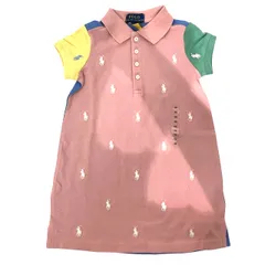 ポロ ラルフローレン POLO RALPH LAUREN ポロワンピース スカート 半袖 ひざ丈 ポニー刺繍 総柄 ピンク 青 ブルー 2/2T 90cm