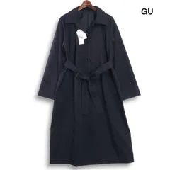 【新品 未使用】 GU ジーユー 通年 春秋に★ 撥水 ベルテッド ロング バルマカーン コート Sz.XL レディース ネイビー