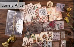 レトロデザイン　紙もの　シール　コラージュ　29枚　セットB  孤独なアリス