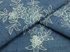 平和屋着物▽上質な小紋　単衣　紬地　草花文　正絹　逸品　AAAW1329fy
