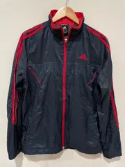 Adidas アディダス　ナイロンジャケット　ブラック・レッド　Mサイズ