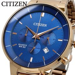 CITIZEN 腕時計 ズシチン 時計 ウォッチ クロノグラフ クオーツ メンズ ブルー ローズゴールド 海外モデル AN8223-54L [並行輸入品]