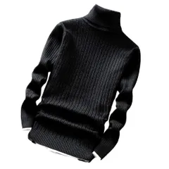 [アスペルシオ] ハイネック スリム ケーブル ニット セーター メンズ ボリュームネック タートルネック モックネック ハイネックセーター セータ 防寒 きれいめ もこもこ アッタカ お兄 お兄系 オーバーサイズ カラフル big  [ブラック] [2XL]