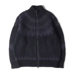 BATONER バトナー ニット サイズ:3 22AW モヘア アルパカ ウール ノルディック ドライバーズ ニット セーター MOHAIR NORDIC DRIVERS KNIT BN-22FM-050 トップス フルジップ ハイネック ブルゾン ネイビーのサムネイル
