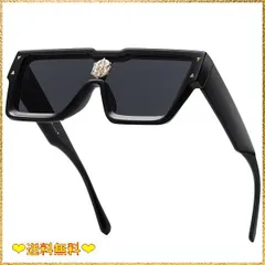 ブラック [SHEEN KELLY] レトロミリオネアラインストーンサングラスヴィンテージフラットトップスクエアアイウェアメンズレディース