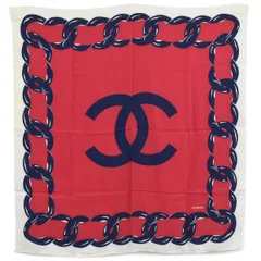 シャネル CHANEL スカーフ ストール ココマーク チェーン シルク 赤 CHANEL シャネル スカーフ ココマーク チェーン柄 シルク レッド