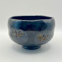 林陶造　馬盥茶碗　黒掛分け　印　紙箱　古道具　茶道具 林陶造 馬盥茶碗 黒掛分け 印 紙箱 古道具 茶道具 林陶造