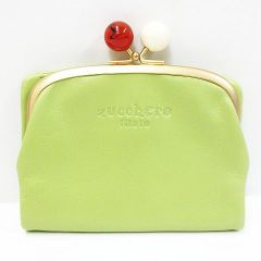 zucchero filato ズッケロフィラート 二つ折り財布 折財布 ウォレット がま口 レザー 本革 グリーン系 レディース LF0002-0530⑤