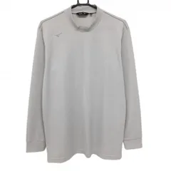 【美品】ミズノゴルフ 長袖ハイネックシャツ グレー ロゴ刺しゅう メンズ LL ゴルフウェア MIZUNO