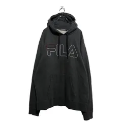 FILA ロゴ スウェット パーカー XL フィラ グレー ホワイト レッド 裏起毛 ビッグサイズ プルオーバー 古着卸 アメリカ仕入 a603-6572