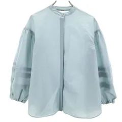 Mila Owen ミラオーウェン 長袖 バルーンスリーブ ノーカラーシャツ 0 グリーンブルー レディース 古着