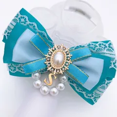 キンブレリボン ペンライトリボン 白レース×ブルー ★ハンドメイド