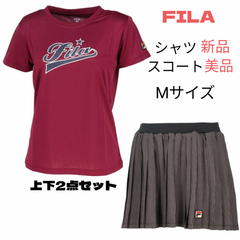 FILA  フィラ  テニス ウェア  シャツ  スコート  上下セット  Мサイズ  新品美品  赤紫黒