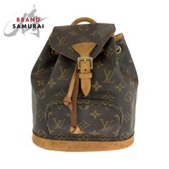 LOUIS VUITTON ルイヴィトン モノグラム ミニモンスリ ブラウン ゴールド金具 PVC M51137 リュックサック バックパック レディース 410772【中古】