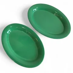 ロイヤルコペンハーゲン　ウワスラ　ファイアンス焼　オーバルプレート　緑・黄　４枚 ロイヤルコペンハーゲン ウワスラ ファイアンス焼 オーバルプレート 緑