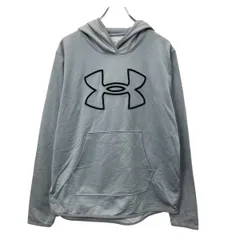 UNDER ARMOUR ロゴスウェット パーカー L グレー ブラック アンダーアーマー ビッグロゴ スポーティ 古着卸 アメリカ仕入 a709-6298