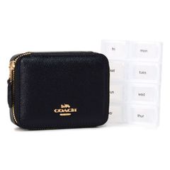 コーチ ピルケース COACH クロスグレインレザー ロゴ ウィークリー ピルボックス 薬入れ メディカルケース ブラック C4579