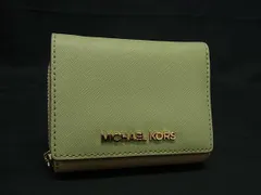 MICHAEL KORS マイケルコース レザー 三つ折り 財布 ウォレット 札入れ 小銭入れ レディース メンズ グリーン系×ベージュ系 DJ3080