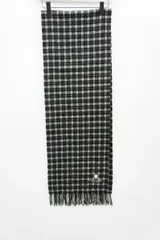 美品 BLUE LABEL CRESTBRIDGE ブルー レーベル クレスト ブリッジ チェック 柄 マフラー スカーフ 灰 728N★4