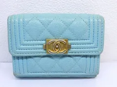 シャネル ■ ボーイシャネル コンパクトウォレット A84432 3つ折り財布 ミニ ライトブルー系 レディース □ CHANEL 7Aのサムネイル