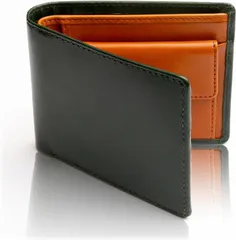 革師リ・メンズ 財布 2つ折り 二つ折り イタリアンレザー 二つ折り財布 9 ダークグリーン＆キャメル( 7.ダークグリーン＆キャメル)