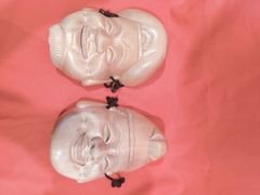 木彫り】恵比寿面 お面 壁掛け 縁起物 魔除け 福の神 工芸品 彫刻