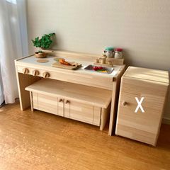ワイドtype★キッズデスク&おままごとキッチン　A800 ワイドtype　木製