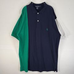 古着 90's/90年代 ノーティカ NAUTICA 半袖 ポロシャツ ロゴ 刺繍 2ボタン 大きいサイズ L  ネイビー マルチカラー メンズ