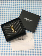 YSL イヴサンローラン 二つ折り財布 カサンドラ キャビアスキン ブラック