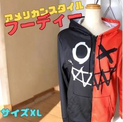 【即日発送】秋冬に映える！ヴィンテージ風デザインの3DプリントフーディXL