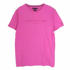 TOMMY HILFIGER トミーヒルフィガー ロゴ 刺繍 クルーネック 丸首 半袖 Tシャツ ピンク系 M【中古】のサムネイル