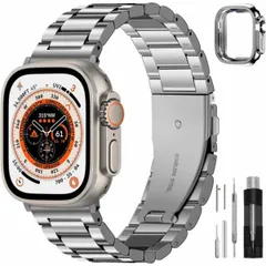 Apple Watch バンド ベルト ステンレス アップルウォッチ バンド 長さ調整ツール付き（シルバー Ultra49mm）
