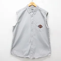 XL/古着 ハーレーダビッドソン ノースリーブ シャツ メンズ ビッグロゴ コットン グレー 25apr22 中古 トップス