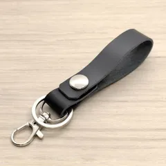 ループ キーホルダー ブラック 黒 キーリング 革 レザー ストラップ チャーム