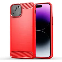 iPhone15 ケース アイフォン15  カーボン調 薄型 耐衝撃 ソフト ケース 【Color】 レッド