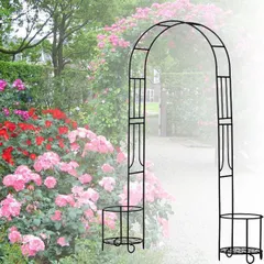 가든 아치 로즈 아치 스틸 블랙 03 약 너비 1450 x 높이 1900 x 깊이 350 조립 DIY 베란다 가드닝 로즈 아치 원예 용품 어트랙션 가든 플라워 베드 무료 배송 스타일리시 플라워 아치
