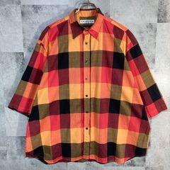 USA製 INDIVIDUALIZED SHIRTS インディヴィジュアライズド シャツ 7分袖 ワイドシャツ マルチカラー L