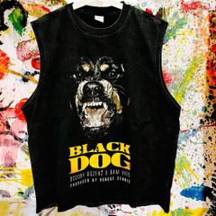 ロットワイラー ノースリーブ リプリント Tシャツ 半袖 メンズ 新品 個性的 モード タンクトップ 最強 筋トレ トレーニングウェア 男性 犬 DOG ブラック ウォッシュ加工