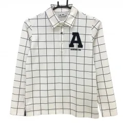 ★SALE価格★【美品】アディダス 長袖ポロシャツ 白×ネイビー 格子柄  レディース M/M ゴルフウェア adidas