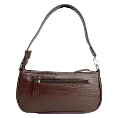 [ドナリー] ショルダーバッグ レディース 小さめ 薄型 ハンドバック ポシェット 肩かけ 手提げ ワンショルダー PUレザー 軽量 クロコ型押し (チョコブラウン) [チョコブラウン]