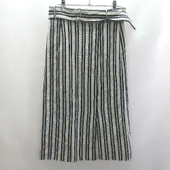 ◇ Θ martinique ブラックストライプ柄 ロング丈 タイト スカート サイズ 2 ベージュ系 レディース E  【1409240060451】