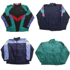 【B品】古着卸 まとめ売り アディダス オールド ジャケット 4枚セット (メンズ M ) 80’s ナイロン マルチカラー 中古 古着 NC4303